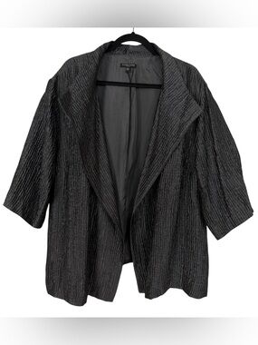 Eileen Fisher Crinkle Jacket In Charcoal Textured Silk Evening Size 1X
